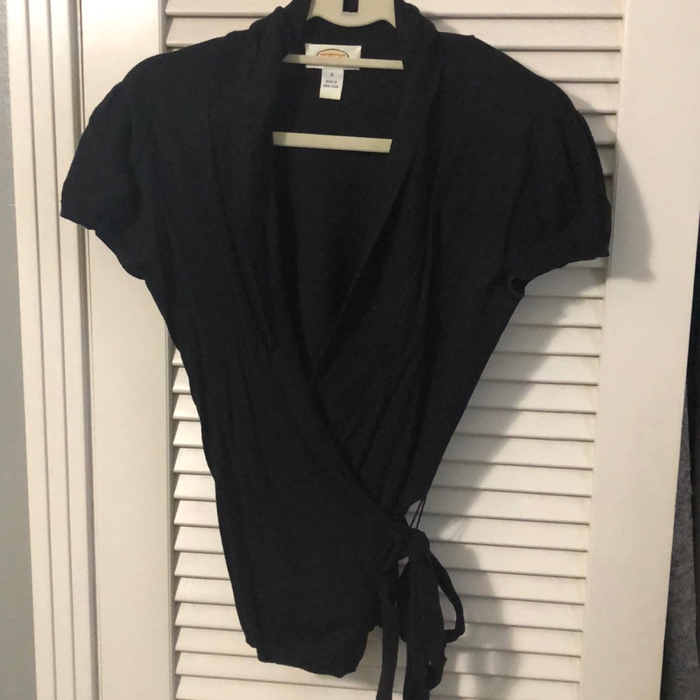 Talbots Black short sleeve wrap sweater